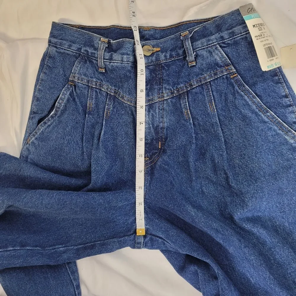 NEW VINTAGE 80s jeans Chic Virginia high rise yoke pleated ankle‎ blue 8